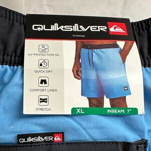 New Quiksilver Men's Volley Swim Shorts Size XL Blue UV Protection Quick Dry